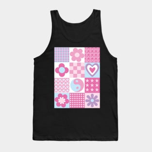 Retro Blocks with Flowers, Hearts and Stars Tank Top